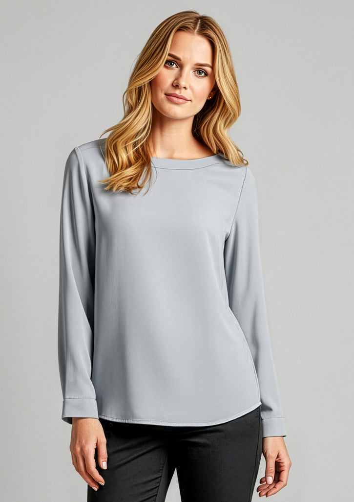 Madison Womens Boatneck Top - Silver Mist