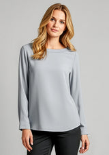 Madison Womens Boatneck Top - Silver Mist