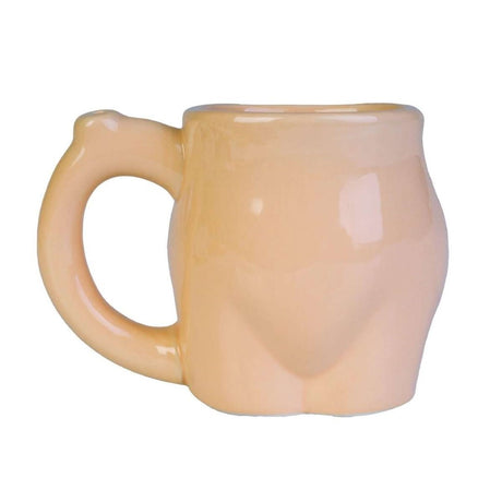 Humorous coffee mug with a cheeky butt design, featuring a functional water pipe for dual enjoyment of beverages.