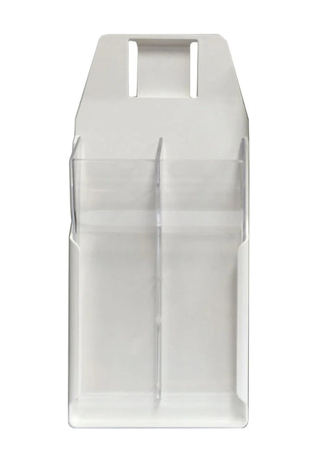 White plastic knife scabbard designed for two knives, featuring a clear front, moldable belt loops, and easy-clean design.
