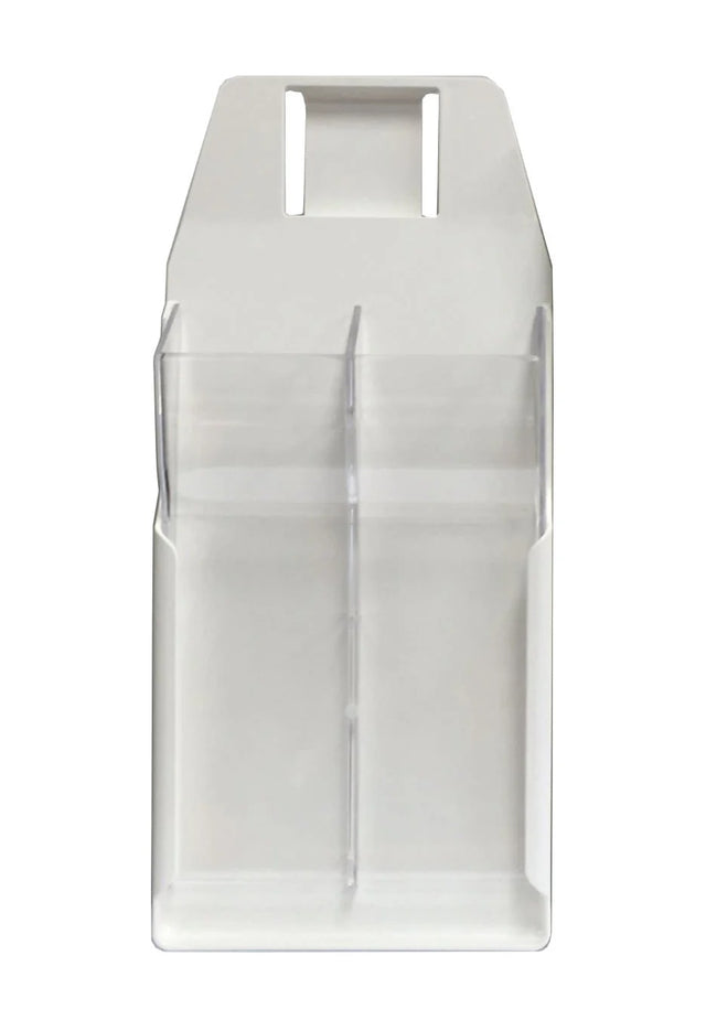 White plastic knife scabbard designed for two knives, featuring a clear front, moldable belt loops, and easy-clean design.