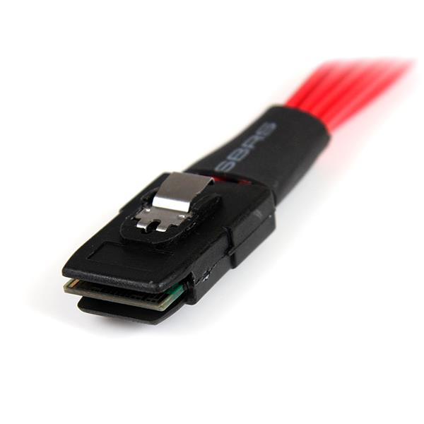 50cm SFF-8087 to 4x Latching SATA cable for connecting SATA HDDs to SAS controllers, ensuring reliable data transfer.