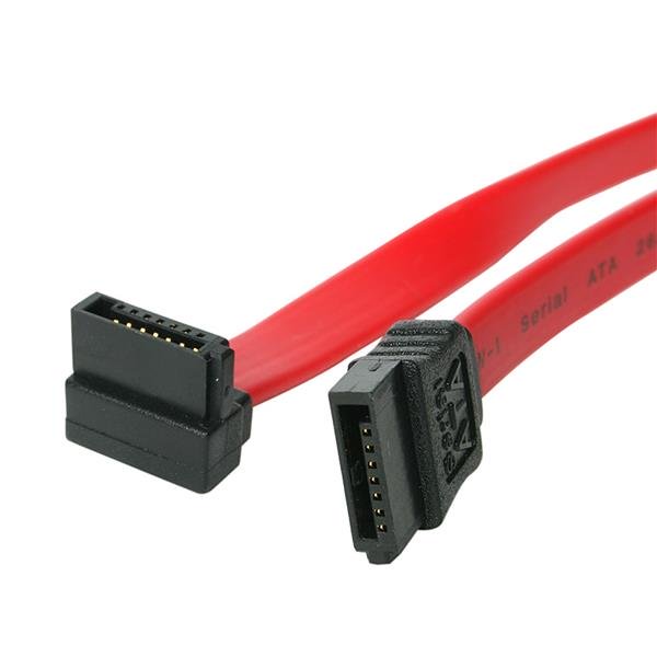 24-inch SATA cable with right-angle connector for easy connections in tight spaces, supporting up to 6Gbps bandwidth.