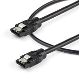 0.6 m round SATA cable with latching connectors, designed for secure connections and improved airflow for high-performance systems.