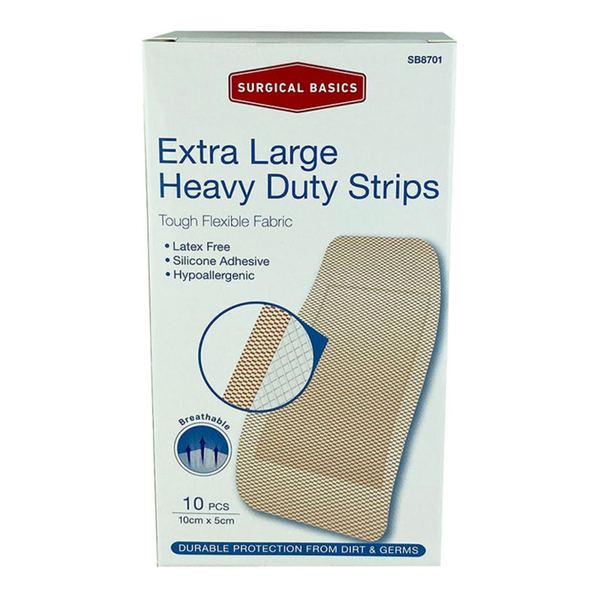 SB Heavy Duty Fabric Strips XL 10pk Disp - 6pcs