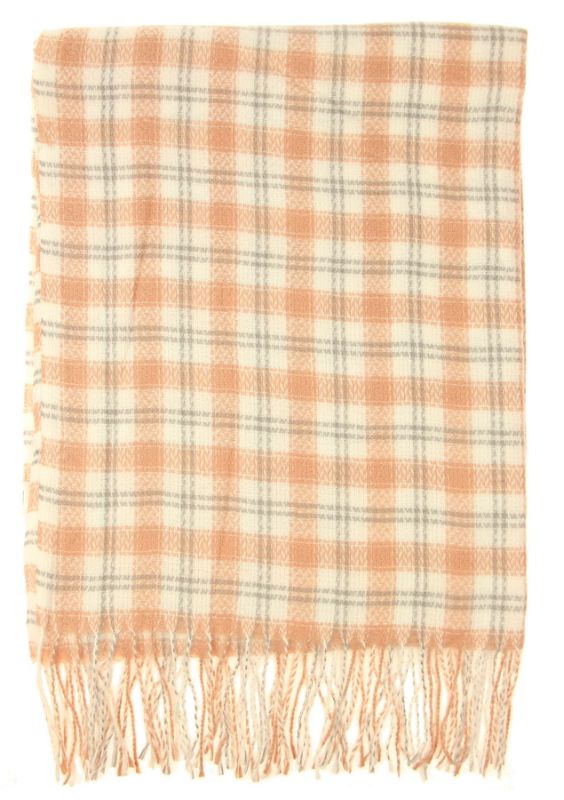 Check Scarf in vibrant pink with a stylish check pattern, perfect for warmth and versatility in winter outfits.