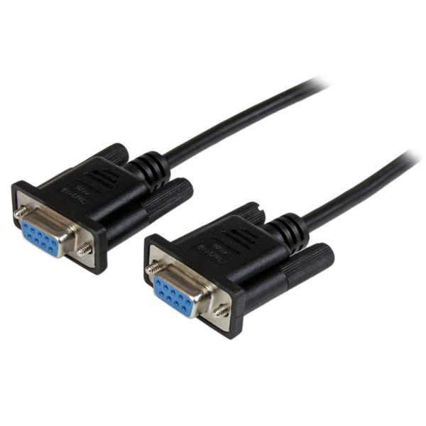 1m Black DB9 RS232 Serial Null Modem Cable F/F