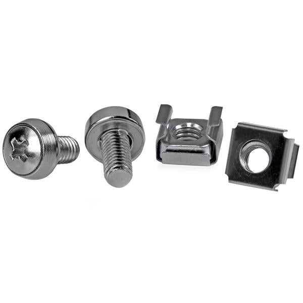 50 pack of M6 mounting screws and cage nuts for secure installation in server rack cabinets, including an installation tool.
