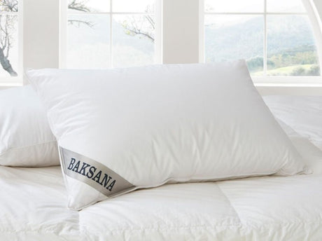 Luxurious Baksana pillow filled with 80% Hungarian goose down for ultimate support and comfort during sleep.