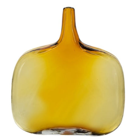 Bright yellow glass vase (28 x 10 x 30 cm) perfect for vibrant flower displays or as a cheerful standalone decor piece.