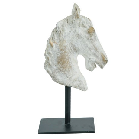 Cement/MDF horse statue, showcasing intricate details and elegant design, perfect for enhancing home decor.