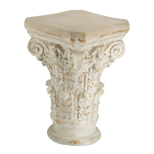 Antique marble-colored Roman Plinth (41x41x62cm) ideal for displaying statues or art, blending classical design with durability.