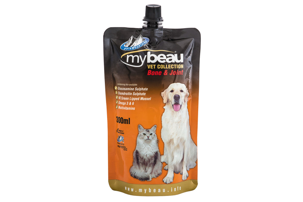 Premium 300mL dietary supplement for joint health in pets, featuring Glucosamine, Chondroitin, and Omega fatty acids.