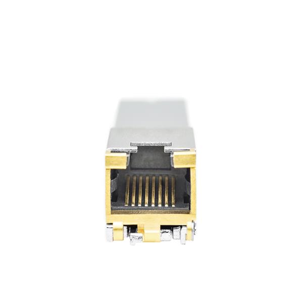 10GBASE-T MSA compliant SFP+ module with RJ45 connector, 10 Gbps capacity, 30m range, and lifetime warranty.