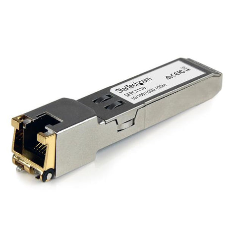 Cisco SFP-GE-T compatible copper transceiver for 1GbE networks, RJ45, hot-swappable, 100m range, lifetime warranty.