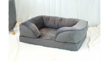 Orthopedic grey dog sofa bed, 120x89cm, features removable covers for comfort and cleanliness, relieving joint pain.