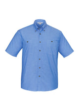 Chambray Mens Short Sleeve Shirt - Chambray Blue
