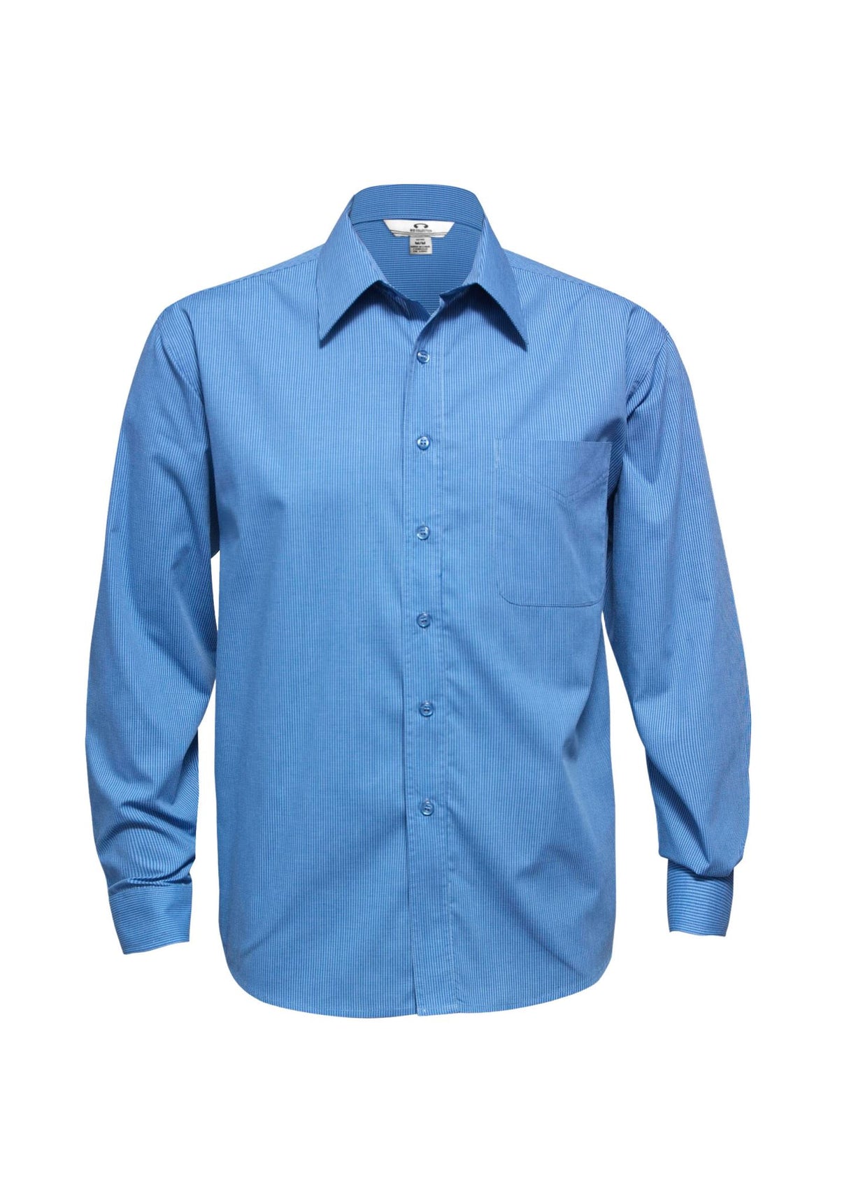 Micro Mens Check Long Sleeve Shirt - Mid Blue