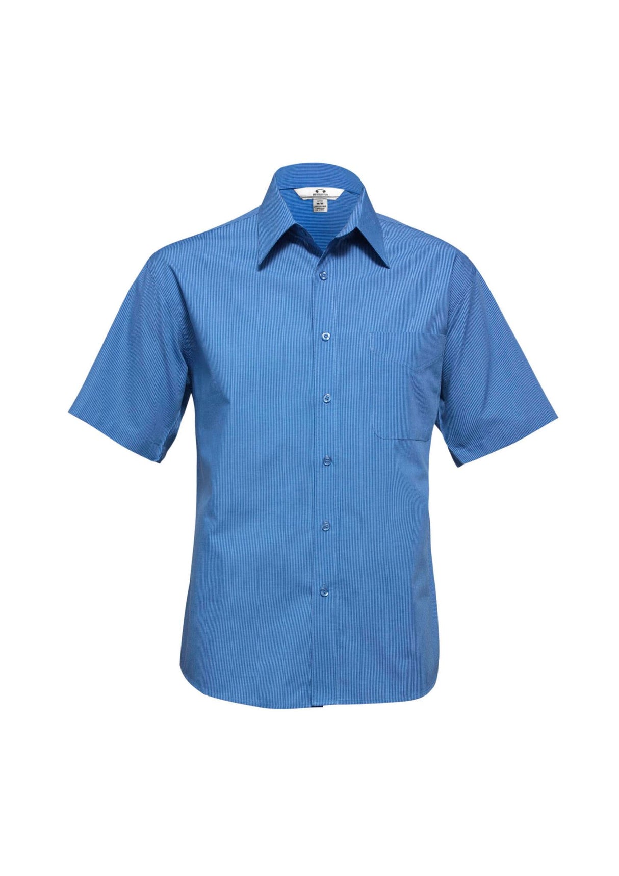 Micro Mens Check Short Sleeve Shirt - Mid Blue