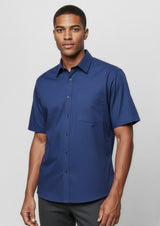 Micro Mens Check Short Sleeve Shirt - Mid Blue