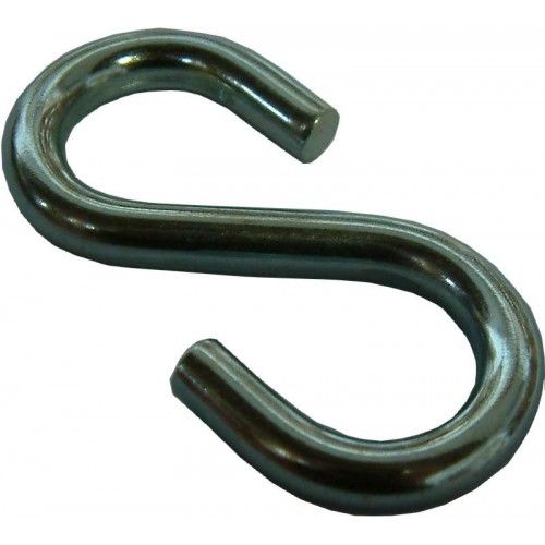 S. hooks in blunt steel, zinc plated, 5mm x 50mm, ideal for organizing and hanging items securely at home or work.