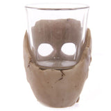 Set of 6 mini skull shot glasses, 7cm tall, perfect for Halloween or themed parties, combining macabre design with durable materials.