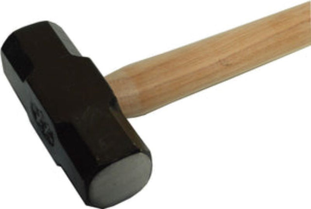 Sledge hammer with a 6lb steel head and durable hickory handle, ideal for heavy-duty demolition and construction tasks.