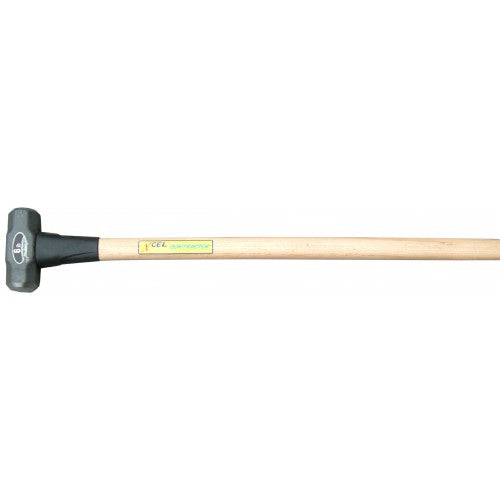 Sledge hammer with a 6lb high carbon steel forged head, ergonomic handle, and vibration-reducing protector for demolition tasks.