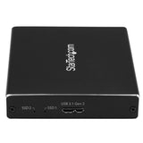 Dual-Slot Drive Enclosure for M.2 NGFF SATA SSDs - USB 3.1 (10Gbps) - RAID