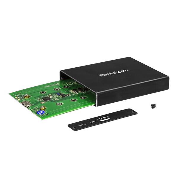 Dual-Slot Drive Enclosure for M.2 NGFF SATA SSDs - USB 3.1 (10Gbps) - RAID