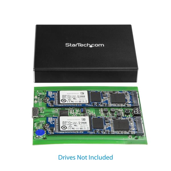 Dual-Slot Drive Enclosure for M.2 NGFF SATA SSDs - USB 3.1 (10Gbps) - RAID