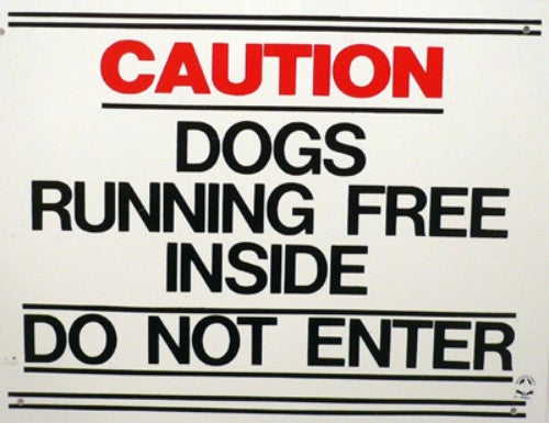 Plastic Sign -  'Caution Dogs Inside'