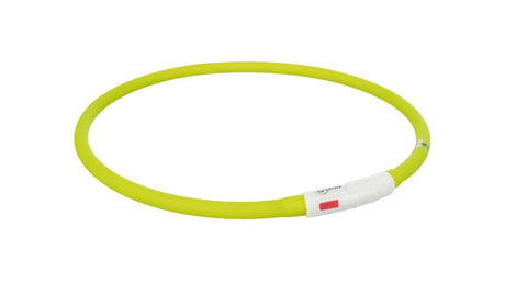 Green LED Light Band in adjustable sizes XS-XL, splash-proof with click lock, includes USB cable.