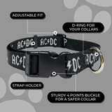 Dog Collar - ACDC Black & White Logo Large (38-60cm)
