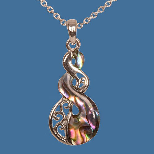 Twist Pendant on Chain - Paua (3.8 x 1.7cm)