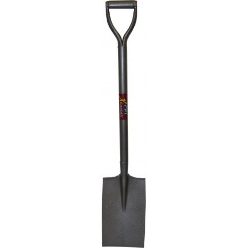 All-steel grey hammertone garden spade with D-handle, durable design for digging and planting, length 1010mm, width 190mm.