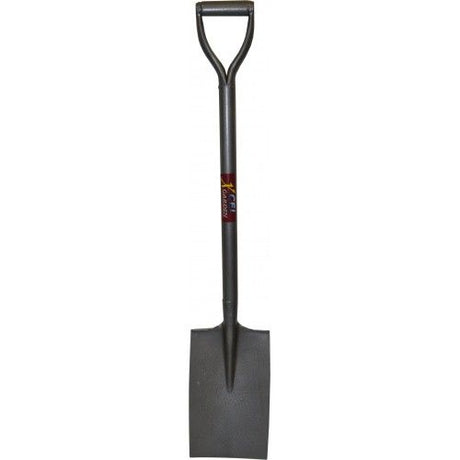 All-steel grey hammertone garden spade with D-handle, durable design for digging and planting, length 1010mm, width 190mm.