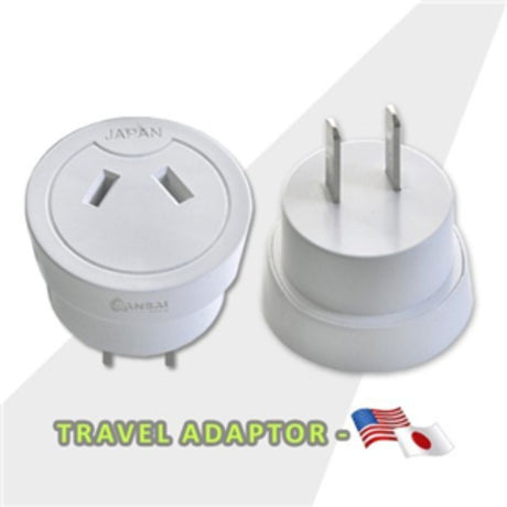 Sansai Outbound Travel Adapter converts NZ/AU 2-pin plugs to Japan plugs for seamless device connectivity on your travels.