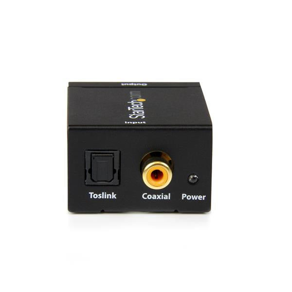 SPDIF Digital Coaxial or Toslink to RCA audio converter for seamless 2-channel analog audio output, compact and easy to install.