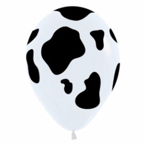 Balloons - Pack of 12 -  Cow Animal Print Black & White Latex