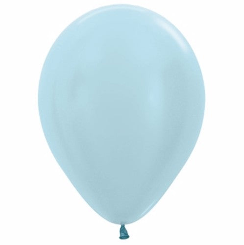 12cm pearl satin blue latex balloons in a pack of 50, perfect for elegant celebrations and versatile decor.