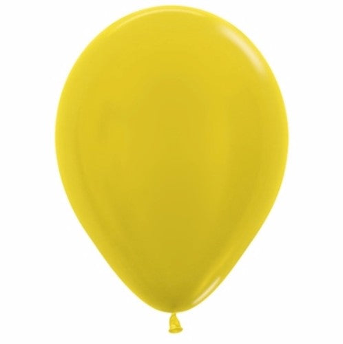 Pack of 50 Metallic Pearl Yellow Latex Balloons, 12cm, perfect for elegant celebrations and vibrant party décor.