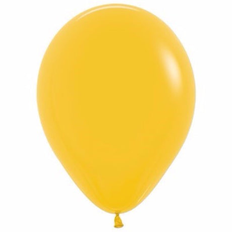 Pack of 50 vibrant 12cm goldenrod yellow latex balloons, perfect for celebrations and versatile decorations.