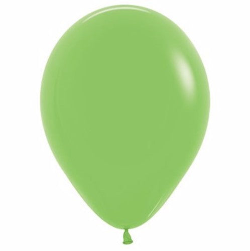 Vibrant 12cm lime green latex balloons in a pack of 50, perfect for any festive occasion and easy to inflate.