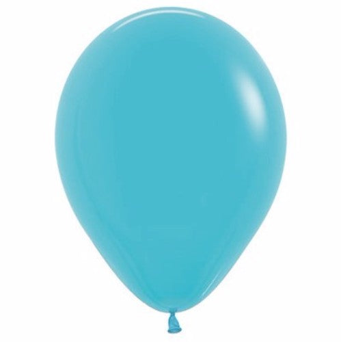 Pack of 50 vibrant 12cm Caribbean Blue latex balloons, perfect for colorful party decorations and celebrations.