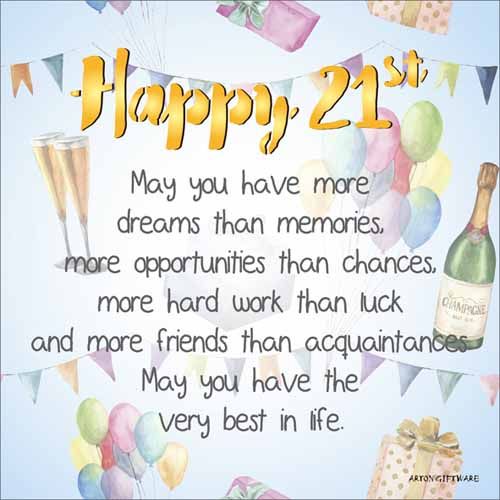 LED Block - Happy 21st Enlightened Wishes