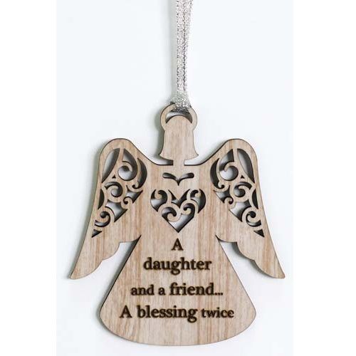 Daughter Hanging Angel ornament, 10x9cm, features delicate design, symbolizing love and protection for home decor.