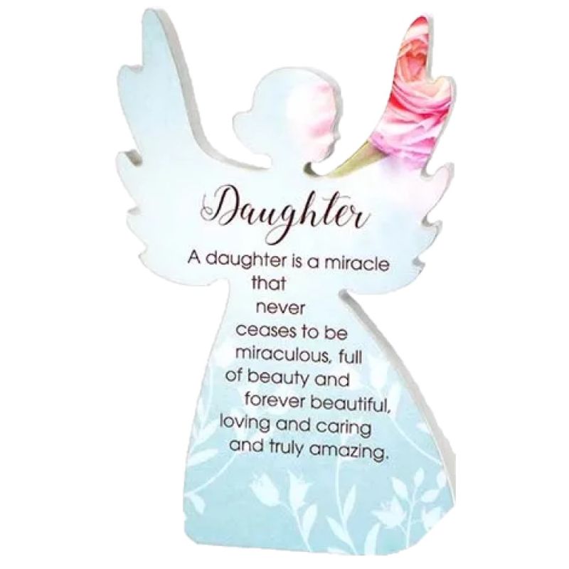 Wooden plaque featuring a heartfelt quote celebrating the beauty and love of daughters, measuring 21x14 cm.