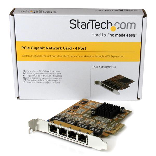 4-Port PCIe Gigabit Network Adapter Card featuring Realtek RTL8111G chipset for high-speed connectivity and performance upgrades.