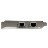 Dual port Gigabit PCI Express network adapter card enabling two 10/100/1000 Mbps Ethernet connections for enhanced performance.